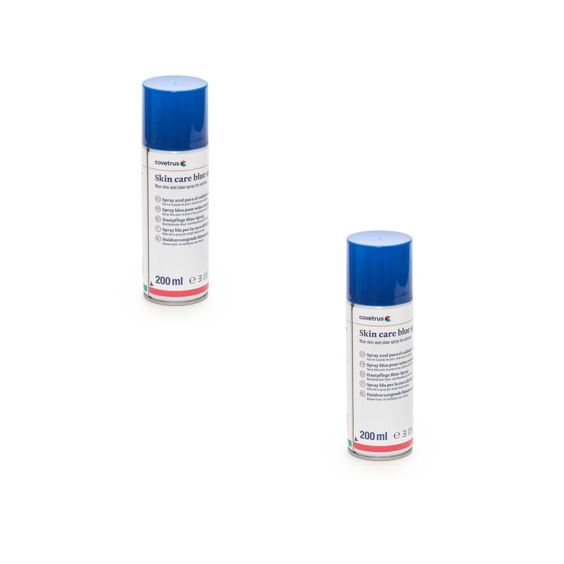 Covetrus CVet niebieski spray dla zwierząt, dwupak, 2 x 200 ml, spray do pielęgnacji skóry dla zwierząt, może przyczynić się do ochrony i pielęgnacji mocno obciążonych i wrażliwych partii skóry