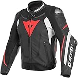 Dainese Super Speed 3 Perforierte Motorrad Lederjacke (Black/White/Red,62)