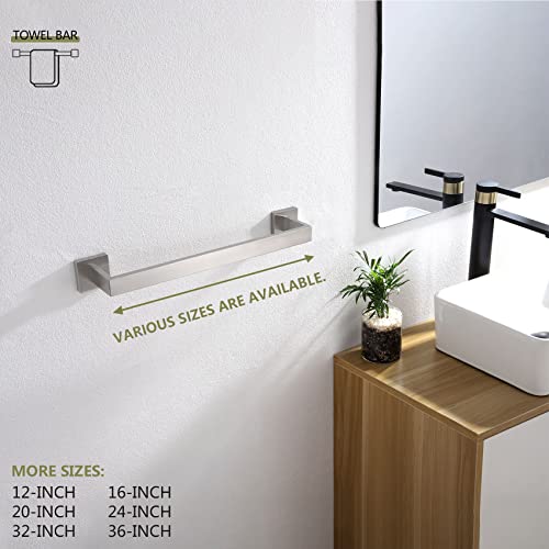 Image of KOKOSIRI 16-Inch Single Towel Bar, Bathroom Kitchen Towel Holder, Wall Mounted SUS304 Stainless Steel Towel Rack, Brushed Nickel, B4003BR-L16