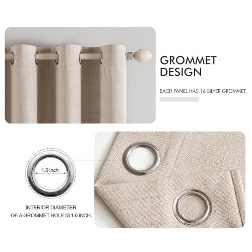 Image of MIULEE Linen Texture Curtains Soild 100% Blackout Thermal Insulated Natural Beige Curtains Grommet Room Darkening Drapes for Living Room Bedroom 42 x 45 (2 Panels)