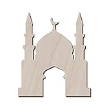 Juego de 10 mezquita de madera para manualidades y decoración – Collar de mezquita – colgante de mezquita – pendientes de la mezquita, 10.9x12.7 cm