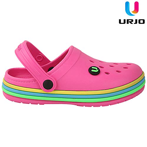 Image of URJO Rainbow Kid's Clogs /Sandals with Adjustable Back Strap Ultra Soft & Flexibility Anti Skid Comfortable Waterproof Daily Mules Clogs /Sandals Boy's & Girl's