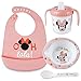 Vajilla Bebe, Pack Babero Impermeable, Vaso Bebe, Plato, Cuchara, Minnie Mouse - BONNYCO | Vajilla Infantil Aprendizaje Regalo Bebe | Set Vajilla Regalos Originales Para Bebes Recien Nacidos