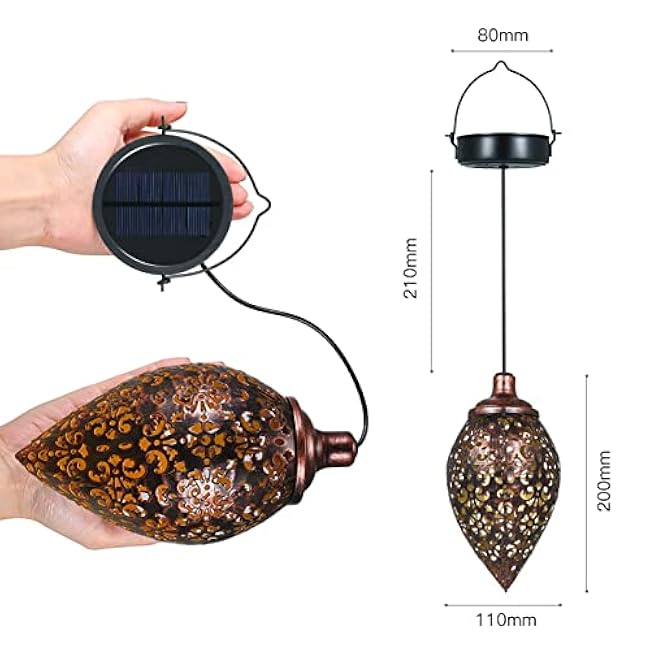 Hanging Solar Lights Solar Lantern LED Garden Lights Metal Lamp Waterproof for Outdoor Hanging Decor