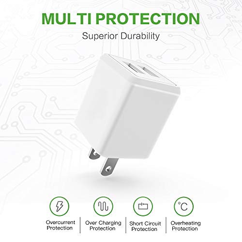 Wall Charger, 2.1A 12W Dual Port Portable Universal Usb Wall Charger For Apple Iphone,Ipad, Samsung Galaxy, Htc Nexus Moto Blackberry, Bluetooth Speaker Headset & Power Bank, White (2-Pack) #TOP2