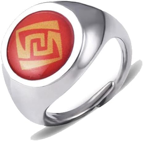 Element Rings - Adjustable in Metal - Choose Your Power - Rock, Water, Ice, Fire, Grass, Thunder, Wind Rock - Stone/Earth - Red