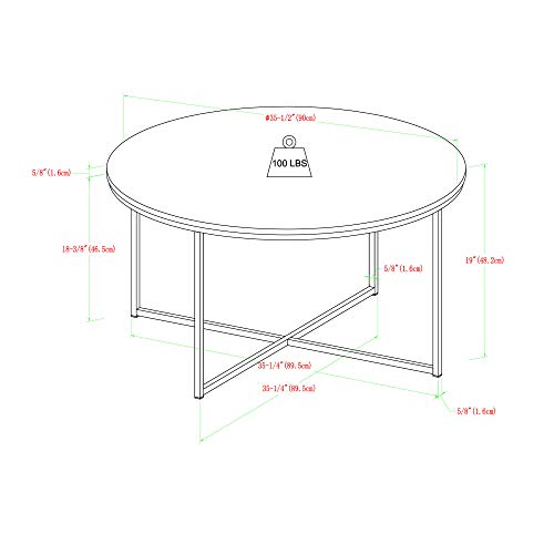 Walker Edison Modern White Marble Coffee Table