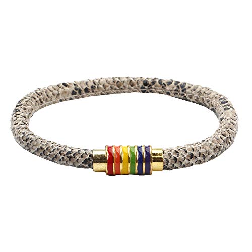 Image of Leather Braided LGBT Rainbow Bangle Bracelet - Gay & Lesbian Pride