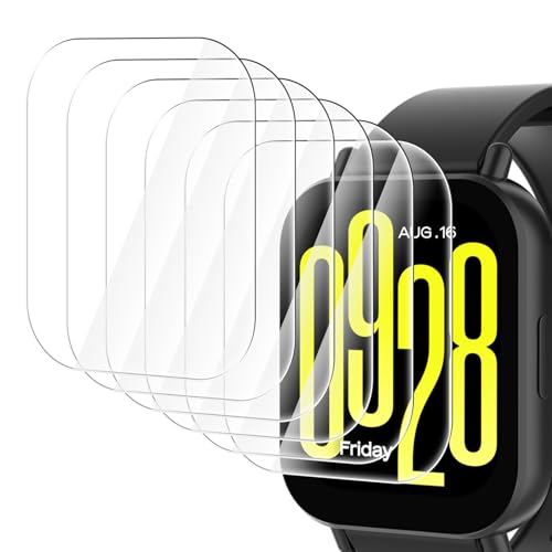 WD&CD 6 Pièces Verre Trempé Compatible pour Xiaomi Redmi Watch 5 Active, Protection Écran Haute Définition Film de Protection en Verre Trempé