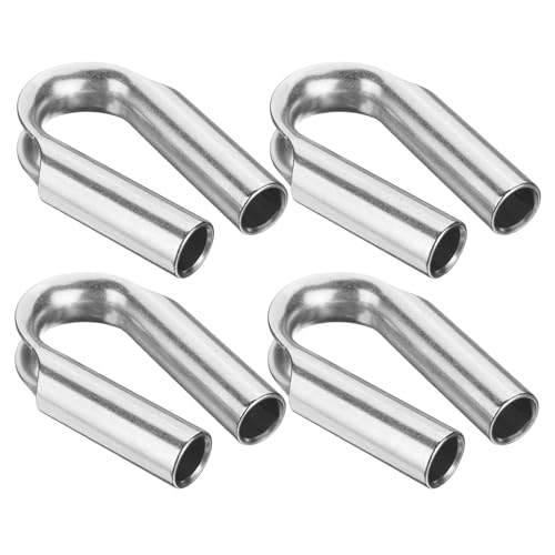 PATIKIL 4/9" (12mm) 304 Stainless Steel Wire Rope Tube Thimble, 4 Pcs Rope Protection Tube Thimble for Industrial Rigging Wire Rope, Silver
