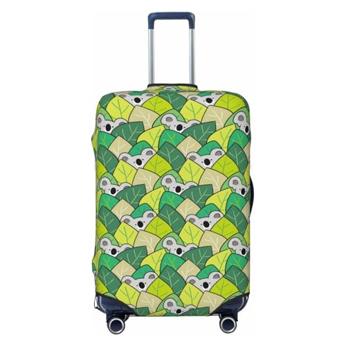 Cartoon Koala Bear And Leaf Print Luggage Cover For Suitcase,Washable Elastic Travel Suitcase Protector With Zipper Closure And Bottom Buckle – Fits 18-32