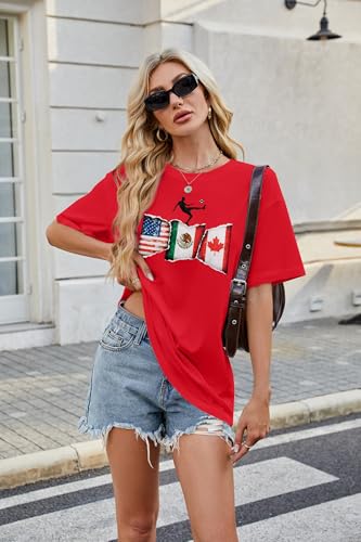 Image of ALLTB Soccer Cup 2026 Shirt Soccer Mom Shirts Women Oversized Football Match Season Jersey Bow T-Shirt Short Sleeve Top
