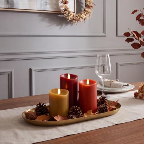 Image of Fall Decorations for Home - Real Wax Flameless Pillar Candles Set of 3