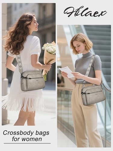 Image of Small Leather Crossbody Bags for Women Anti theft Purses and Handbag Shoulder Hangbag with Wide Strap Tassel