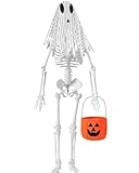 Weysat 6 ft Skeleton Halloween Ghost Costume Accessories Boo Ghost Cloak Spooky Pumpkin Bucket for Trick-or-Treating Halloween Day Garden Garden Lawn Decor(Sequin,Silver)