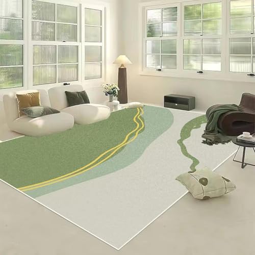 Tapis moderne abstrait vert antidérapant pour sécuriser le salon