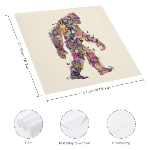 Servilleta de mesa suave y lavable Sasquatch con detalles botánicos 3