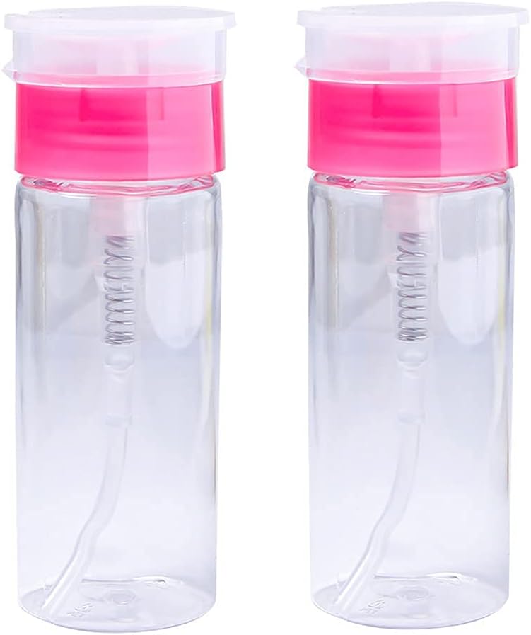 2pcs 100ml Nail Polish Remover Pump Dispenser Push Down Cleanser Bottle Nail Polish Remover Liquid Container for Makeup Remover Nail Art, BK-10N68