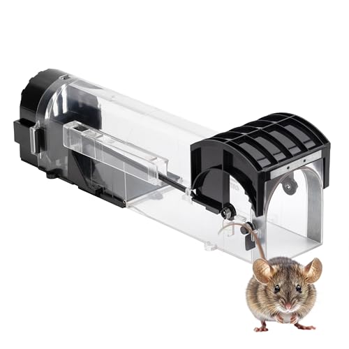 Rat Catcher - Trappola Per topi, Trappole Topi Compatta, Riutilizzabile Con Fori, No Veleni, No Letale, Nero/Trasparente