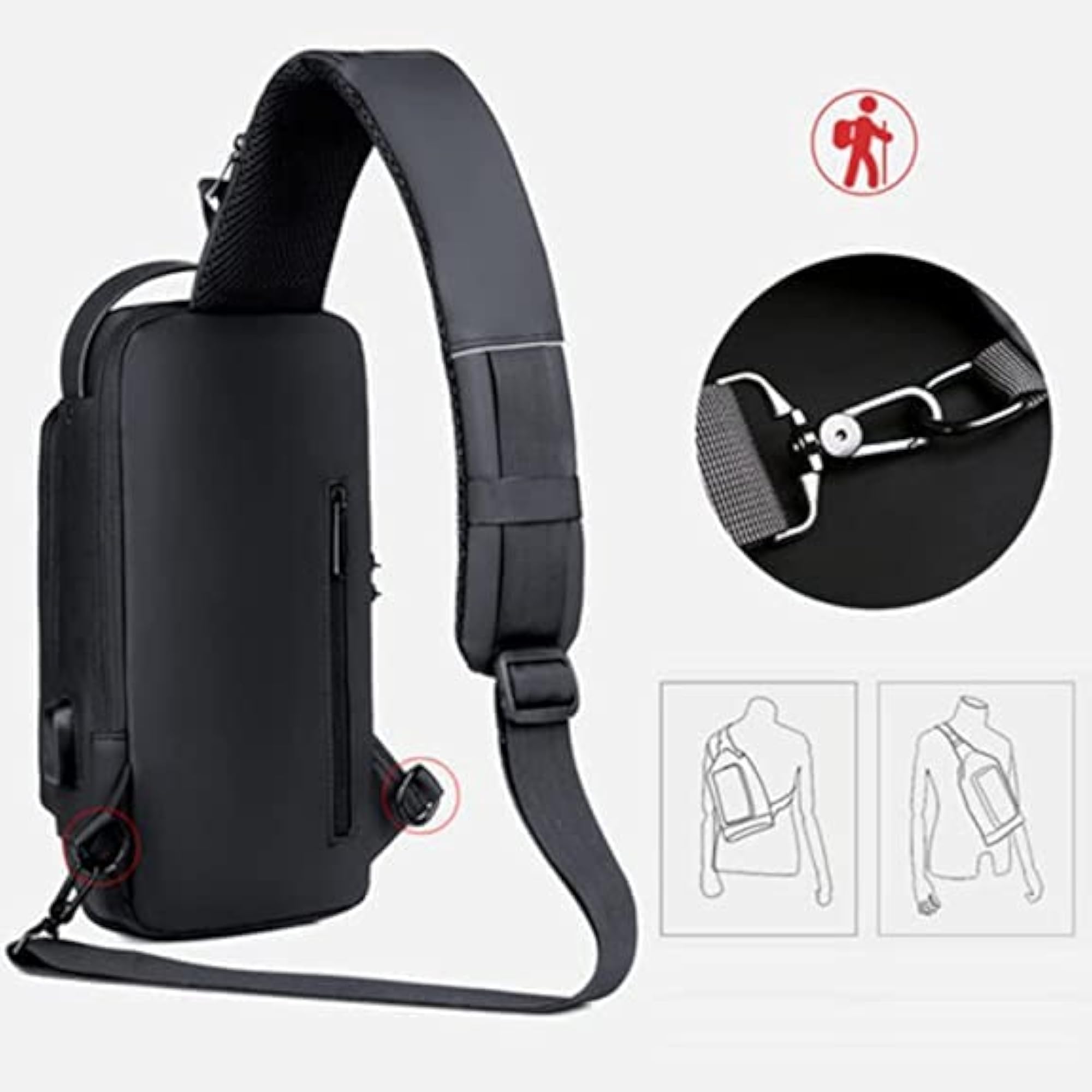 Multifunction Anti-Theft Sling Backpack, Black