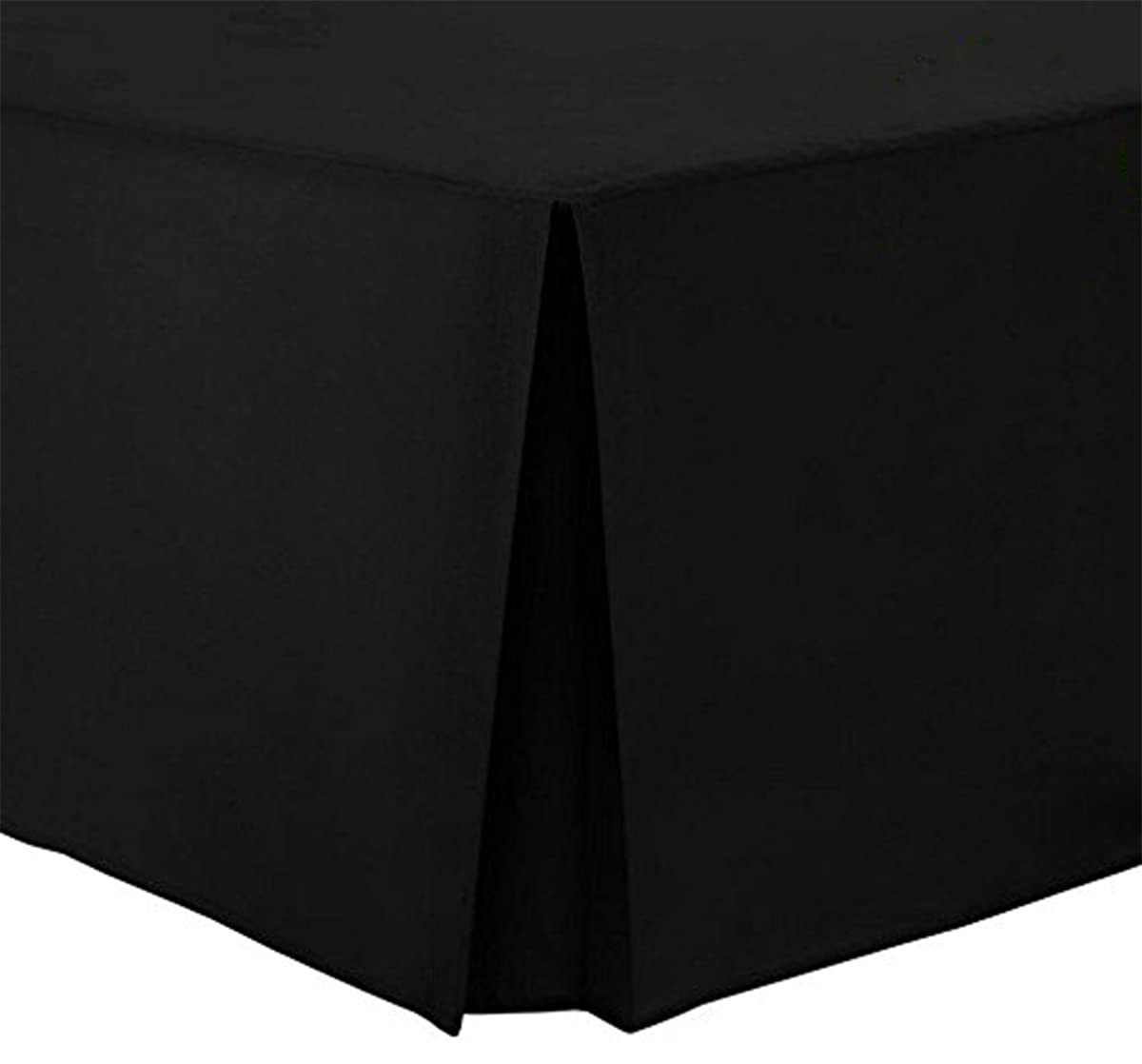 Luxury 200 TC Base Valance 100% Egyptian Cotton Percale Box Pleated(Single,Black)