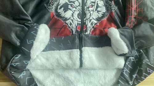Viking Warriors God Odin Fenrir Tattoo Retro Vintage 3D Printed Fleece Hoodies Zipper Harajuku Winter Jacket2