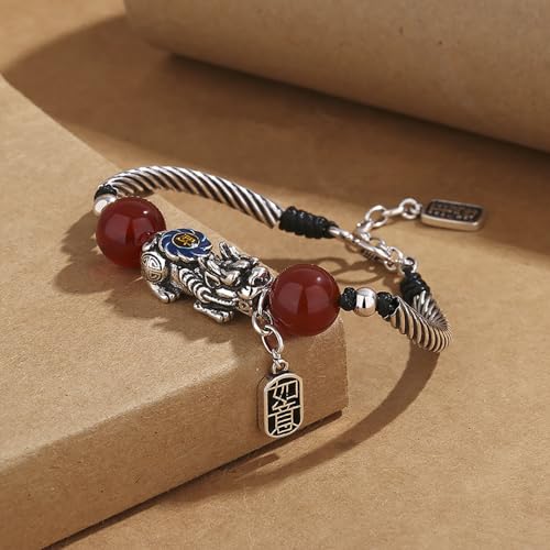 Feng Shui Pi Xiu Bracelet for Women Men, Tibetan Buddhism Attract Wealth Money Buddhist Amulet, 999 Stering Silver Luck Animal Pi Xiu Bracelet3
