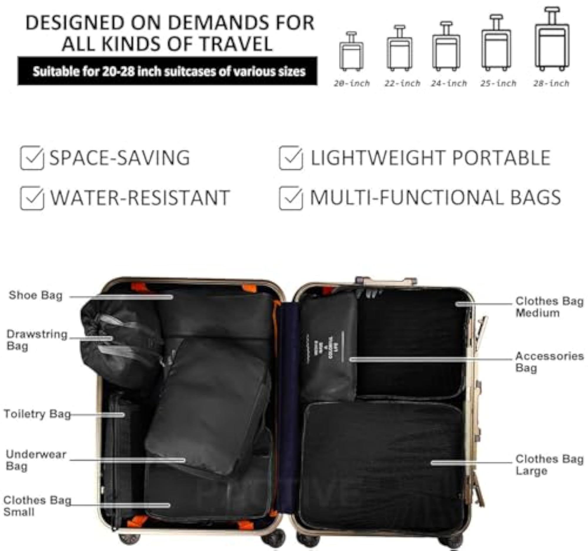 Packing Cubes for Travel, 9 Set Luggage Organizers