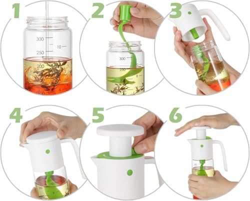 Sonhomay Leak Proof Salad Dressing Mixer Bottle, Glass Salad Dressing Shaker Bottle, Salad Dressing Container Manual Sauces Mixer Juice Mixing Bottle 300ml  - Thumbnail 4