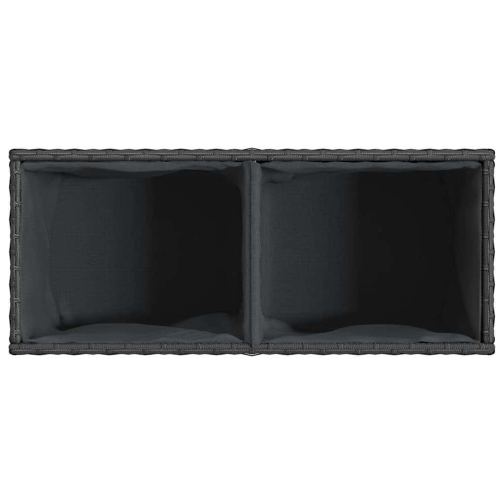 Donice ogrodowe z 2 wkładami 2 szt czarne 72x30x32 cm polirattan stalowa rama dekoracyjne do kwiatów taras balkon