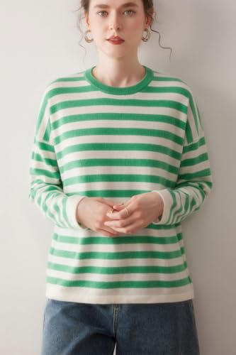Cute Striped Cashmere Tops，2025 New Long Sleeved Color Blocked Round Neck Sweater，Suitable for Home School Travel4
