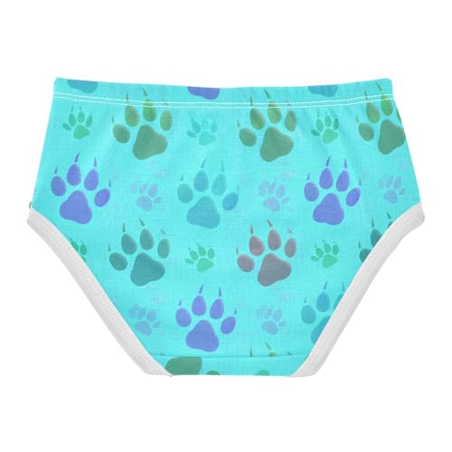 Cute Animal Paw Prints Blue Little Girl Panties Girls Underwear Toddlers Cotton Fun Briefs Girls Undies 2t2