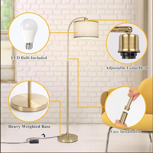 Boncoo FL-GR Led Floor Lamp Fully Dimmable Modern Standing Lamp Arc Floor Lamp With Adjustable Drum Shade thumb #5