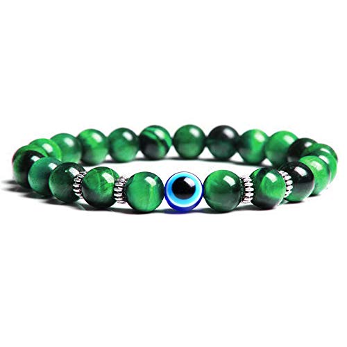 EDMIRIA Unisex Adult Evil Eye Protection and Good Luck Healing Energy 8MM Crystal Stone Reiki Amulet for Prosperity and Success -Talisman Nazar Bracelets (Green Tiger Cats Eye) (B092J1BD3B) Amazon Price History, Amazon Price Tracker