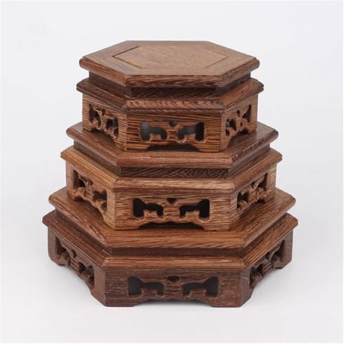 Soporte para macetas de patio base hexagonal madera de bonsái y plantas 8