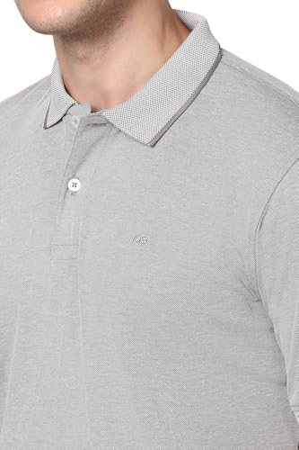 Image of Peter England Men's Premium Branded Regular Fit Half Sleeve Polo T-Shirt | Cotton Rich | Birds Eye Interlock Weave| No Pocket