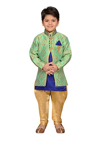 AJ DEZINES Bambini Indiani di Usura Bollywood Style Salwaar Sherwani i Ragazzi (604-GREEN-4)