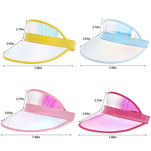 Erinaco 4 Pack Women Men Sun Visor Hat Summer Uv Protection Cap Clear Wide Brim Sport Beach Sunhats #TOP6
