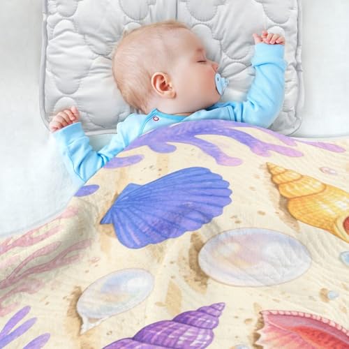 Custom Under Water Animal Shell Coral Colorful Small Blankets Soft para personalizado Photo Name Blanket for Girls or Boys 30x40in para Bebes recien nacidos4
