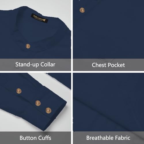 Image of Vida Loca Men Full Sleeve Solid Cotton Blend Straight Slim Fit Kurta Shirt for Men's.