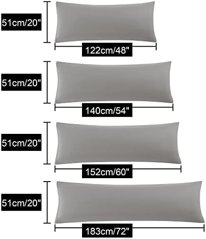 sourcing map Soft Brushed Microfiber Body Pillow Cover with Zipper Closure, Bolster Pillow Cases Long Pillow Cases for Body Pillow Grey 20"x72" (6ft)