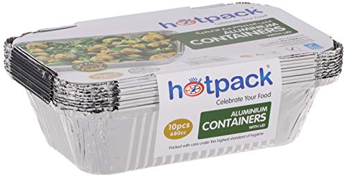Hotpack Disposable Food Storage take away Aluminium Container Silver 680ml 10 Pieces