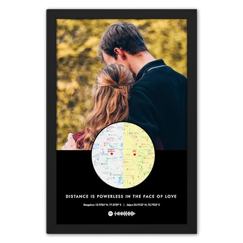 Image of Ritwika's Personalized Picture Frame - With Your Photo, Message, Place And Spotify Song | Perfect For Couples and Friends | In Two Size 9.5 x 13.5 & 13.5 x 19.5 Inch, Set of 1