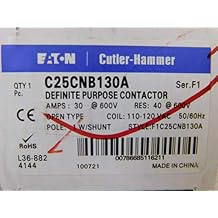 C25CNB130A Contactor, 1-Pole with Shunt, 30 Amp, 120 VAC Coil Voltage