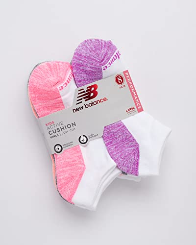 New Balance girls Performance Cushioned No Show Socks - 8 Pairs - Breathable Mesh Arch Support2