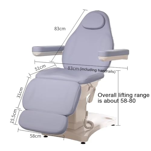 TT-YEL Luxury Electric Beauty Bed Chair, 58-80CM Height Adjustable Massage Bed, Professional Spa Treatment Equipment with Adjustable Backrest and Leg Rest, Reclining Salon Tattoo Chair,White - Image 7