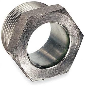 1-7/16 inch Sight Diameter, 1-1/2 inch Thread, 1.22 inch Long, High Pressure Fused Pipe Thread and Open View, Sight Glass and Flow Sight