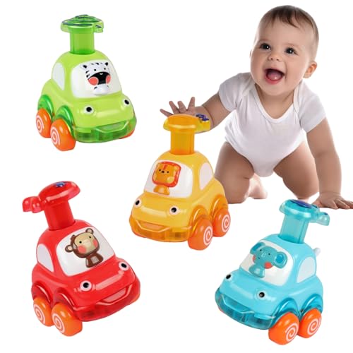 Own1one Baby Auto Spielzeug ab 1 Jahr Junge, 4 Stück Press Go Spielzeugautos ab 2 Jahre, Baby Aufziehauto für 1 2 3 Jahre Jungen Mädchen