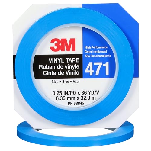 Image of 3M Vinyl Tape 471, 1 /4 in x 36 yd, Blue, 144 Rolls, Blue Floor Tape, Paint Alternative for Floor Marking, Social Distancing, Color Coding, Safety Marking