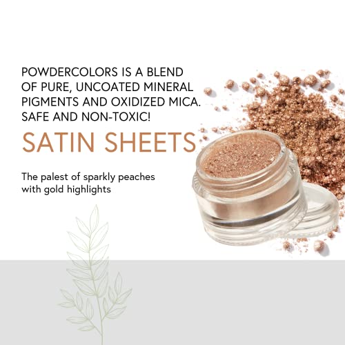 Honeybee Gardens Powdercolors - Clean Mineral Eye Shadow - Satin Sheets (The Palest Of Sparkly Peaches With Gold Highlights) | Versatile, Portable, & Skin-Friendly, 2G #TOP1